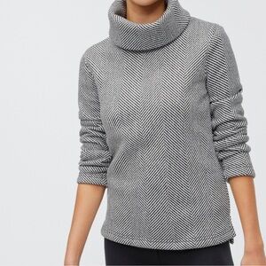 J. Crew Black & White Herringbone Funnel-neck Turtleneck Sweater Top NWOT
